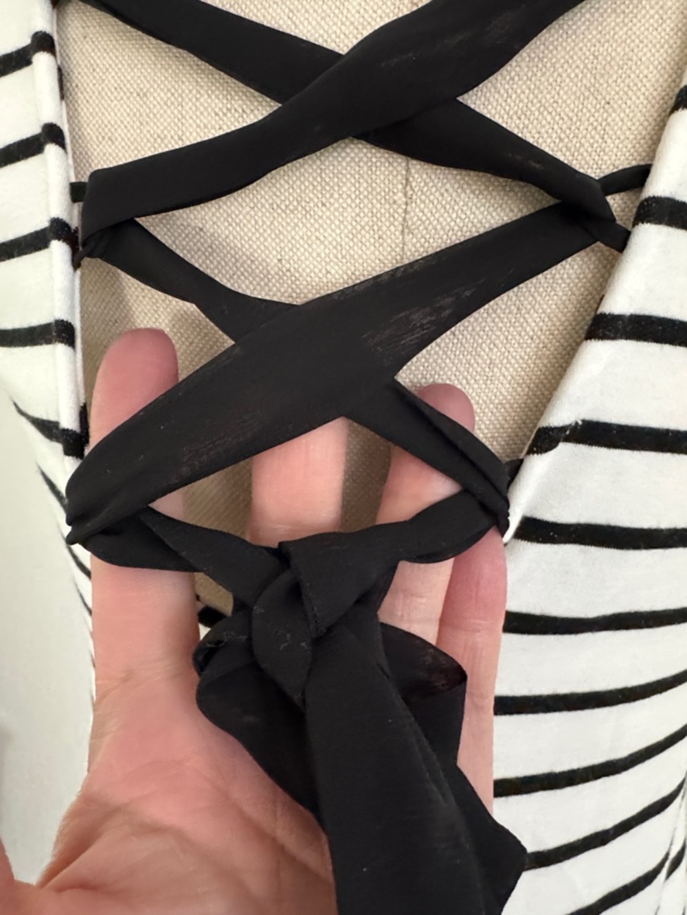 Striped Black and White Kids Dress - Picture 12 of 12